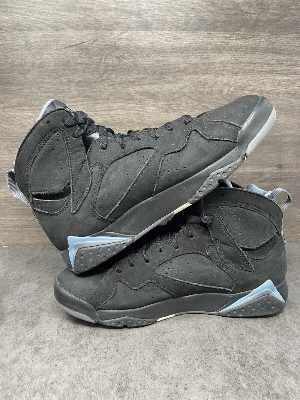 Air Jordan 7 Retro Chambray Black Blue Mens Size 9 Sneakers Shoes Lot CU9307-004